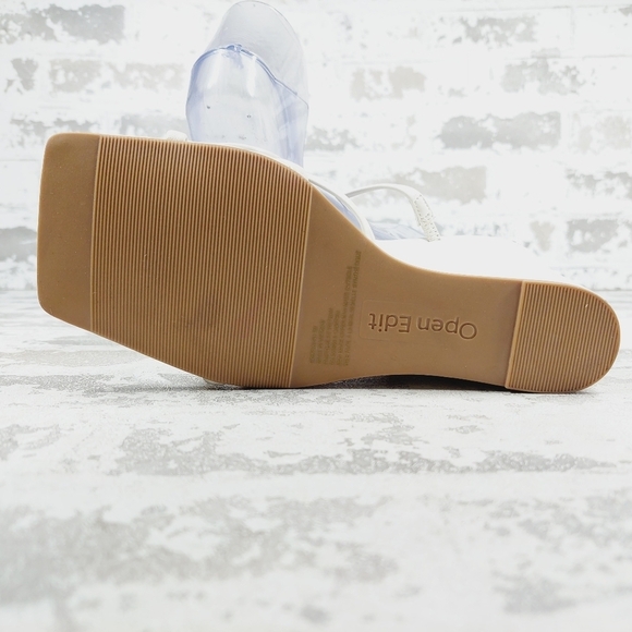 New Open Edit Eryn White Faux Leather Wedge Sandals C967 - Picture 8 of 14